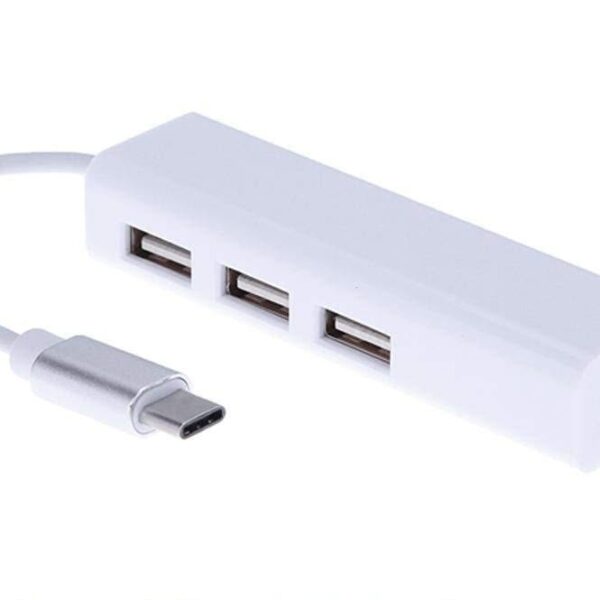 Hub Type C à 3ports USB2.0 avec adaptateur Ethernet Lan Rj45