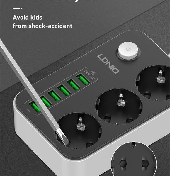 LDNIO SE3631 prise de courant avec 3 prises multiprise avec 6 Ports USB 17W pour charger le téléphone
