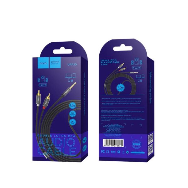 Câble audio HOCO UPA10 AUX Jack 3,5 (m) Vers double RCA (m) 1,5m