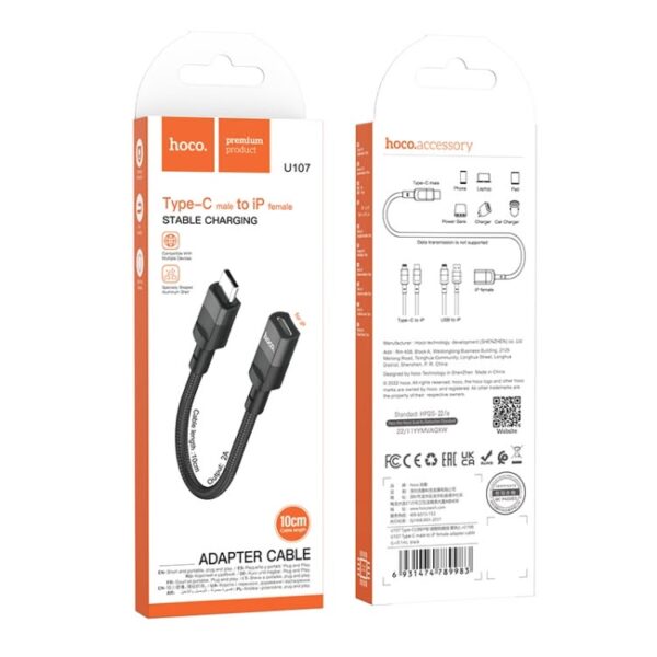 adaptateur USB-C/Type-C mâle vers femelle Lightning  U107 HOCO