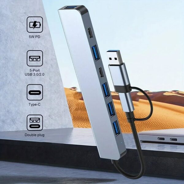 HUB / Station d'accueil Type c Et USB 7en1 vers USB3.0*5 et Typec*2