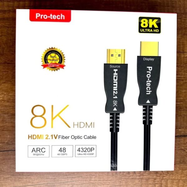 Cable HDMI PRO-TECH 50M Fibre Optique 8K 2.1V Haute Vitesse ( sous l'emballage )