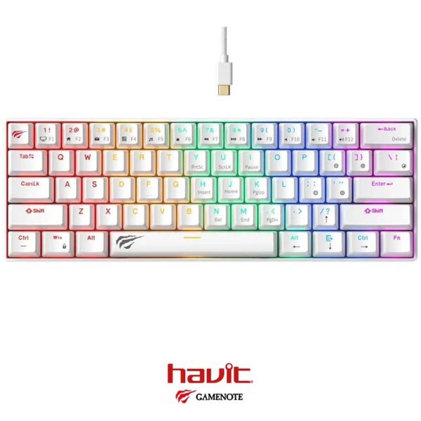 Clavier mécanique Switch rouge Havit KB903L 61 touches WH rétroéclairé par LED arc-en-ciel