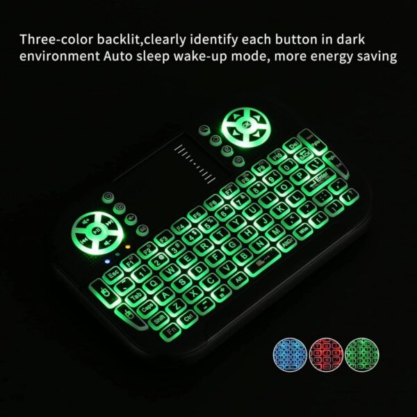 Mini Clavier double mode Bluetooth avec Pavé Tactile, Rétroéclairé, Rechargeable, pour PC tv
