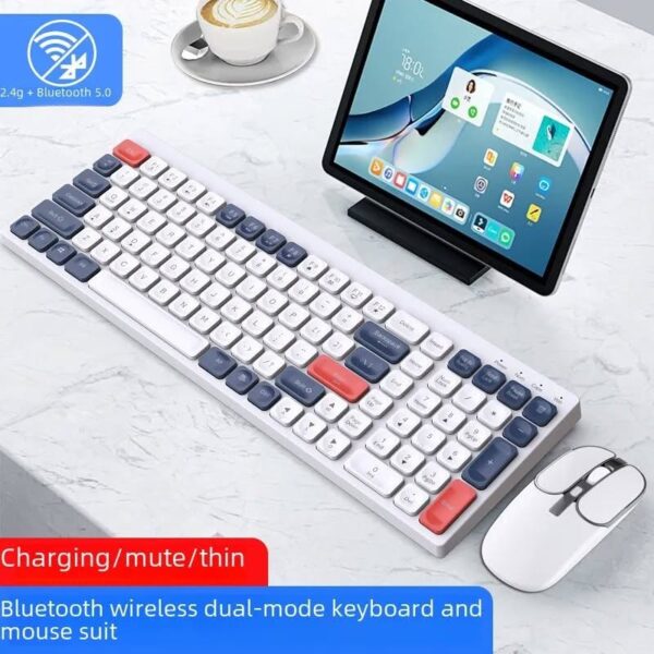 HAVIT KB830WB kit clavier et souris sans fil rechargeable Double Mode Bluetooth