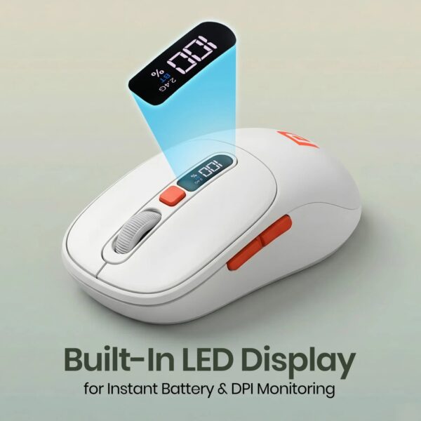 Souris rechargeable double BT 2.4G/Bluetooth 5.0 avec afficheur de la batterie, silencieuse PRMW38