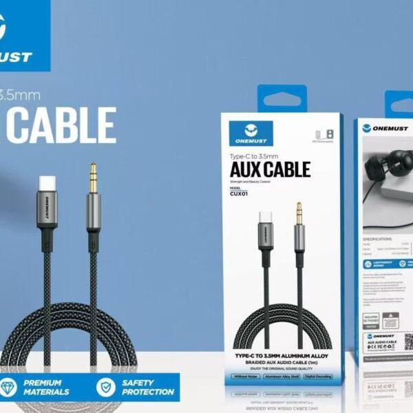 câble tressé OneMust auxiliaire vers Type C CUX01 1M