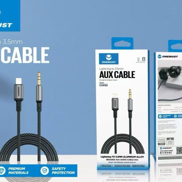 câble tressé OneMust auxiliaire vers Lightning CUX02 1M