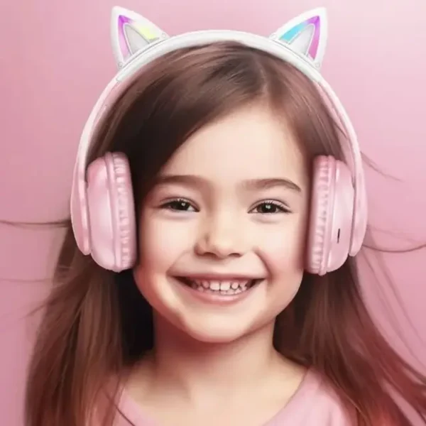 HOCO casque sans fil W42 avec oreilles de chat compatible avec les modes AUX et carte TF