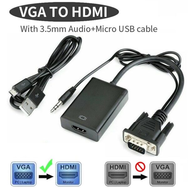 Adaptateur VGA vers HDMI avec Audio