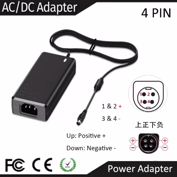 Un chargeur / alimentation 12V 5A (60W) avec connecteur 4 broches (4pin)