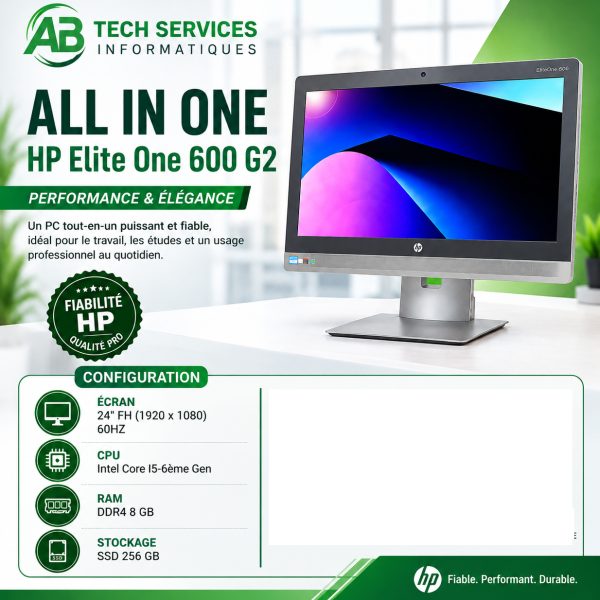 HP Elite One 600 G2 24" FH I5-6eme Gen 8GB SSD 256GB
