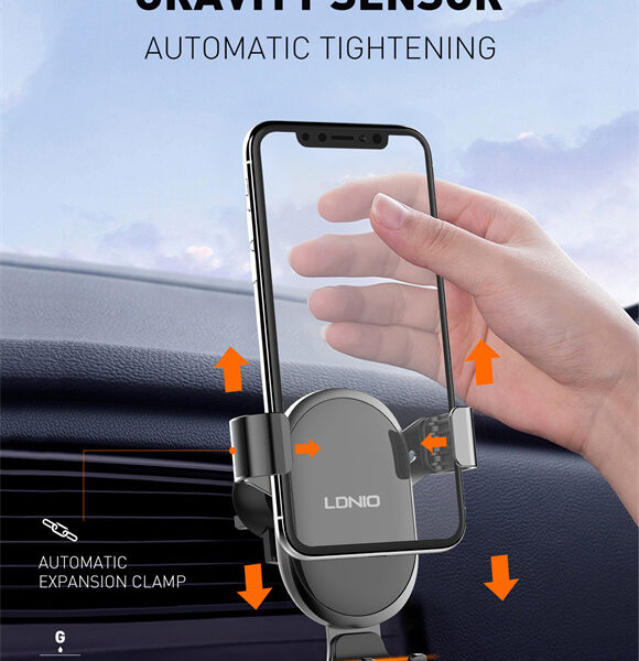 Support universel de téléphone de voiture rotatif à 360° MG01 LDNIO , fixation sur grille d'aération