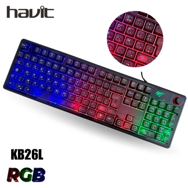 clavier gaming filaire semi-mécanique Gamenote KB26L 104 touches RGB HAVIT