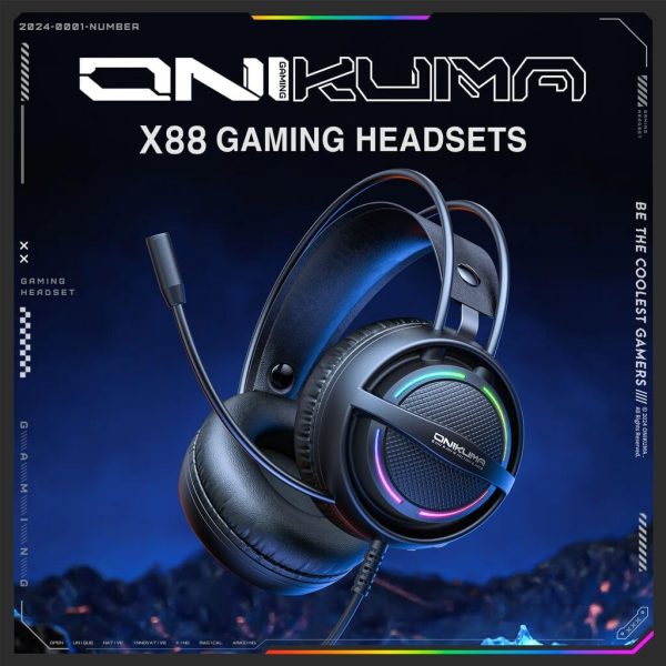 casque gaming ONIKUMA X88 RGB Fiche Jack 3.5mm + USB, pour ordinateurs, consoles, phones