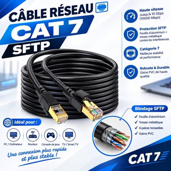 Câble Reasau RJ45 SFTP CATEGORIE 7 40M