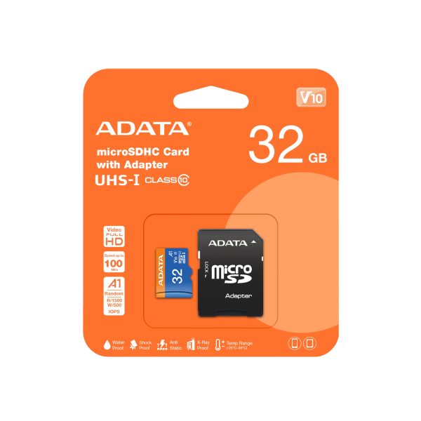 carte mémoire microSDHC ADATA de 32Go UHS-I Class 10 avec adaptateur SD,
