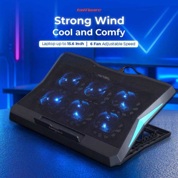 Support de refroidissement LAPTOP CNP217 15.6'' à 6 ventilateurs avec vitesse réglable ,RGB , 2 ports USB,MIKUSO